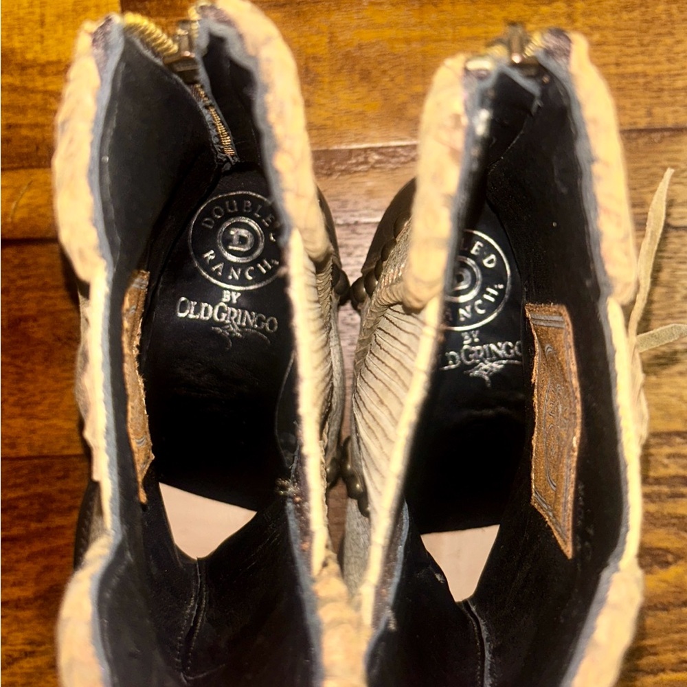 Double D Ranch Old Gringo ~ Size 10 ~ White & Brown Studded Ankle Boots ~ New - Picture 13 of 16